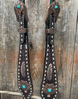 Dark Oil Buckstitch Copper and Turquoise Browband / One Ear / Breastcollar Buckstitch Tack Set 