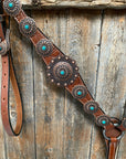 Medium Oil Copper Turquoise Browband Tack Set  