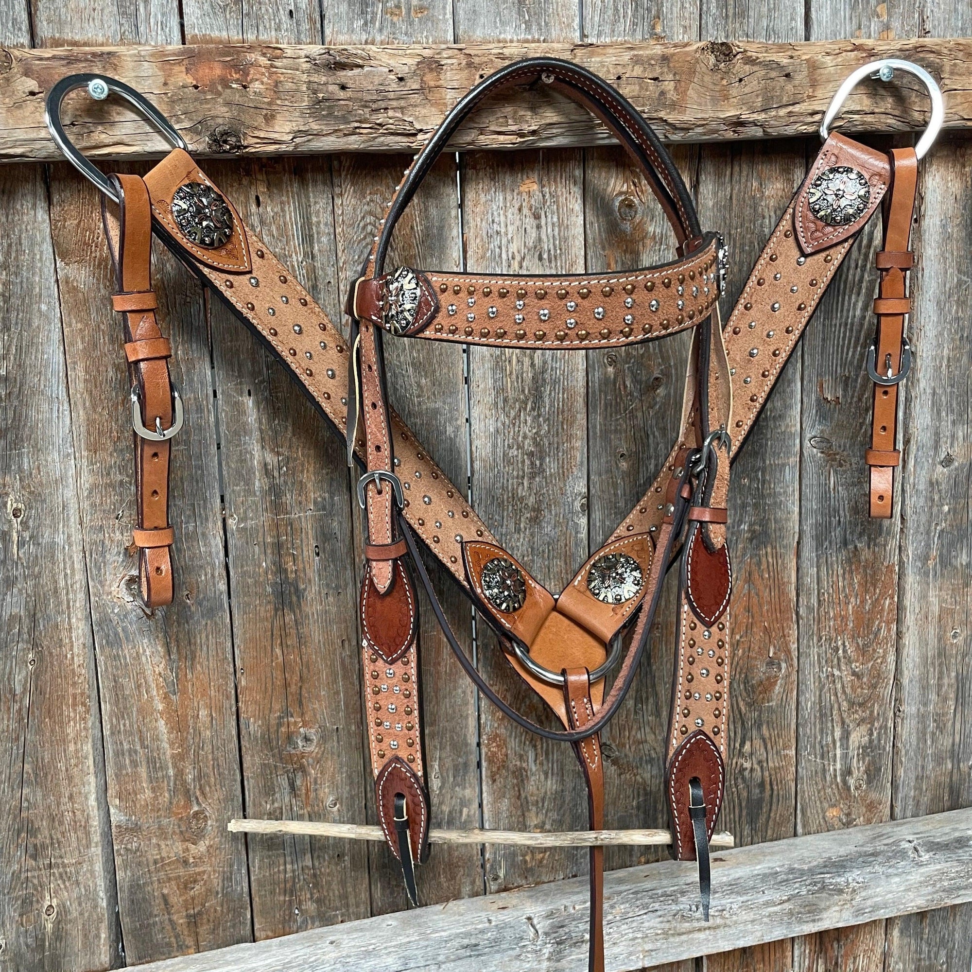 Ranchy Roughout Browband &amp; Breastcollar Tack Set 