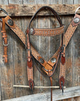 Ranchy Roughout Browband & Breastcollar Tack Set 
