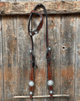 Medium Oil Floral Scalloped Clear Browband / One Ear / Breastcollar Buckstitch Tack Set 