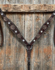 Dark Oil Floral Tooled Roses Browband & Breastcollar Tack Set 