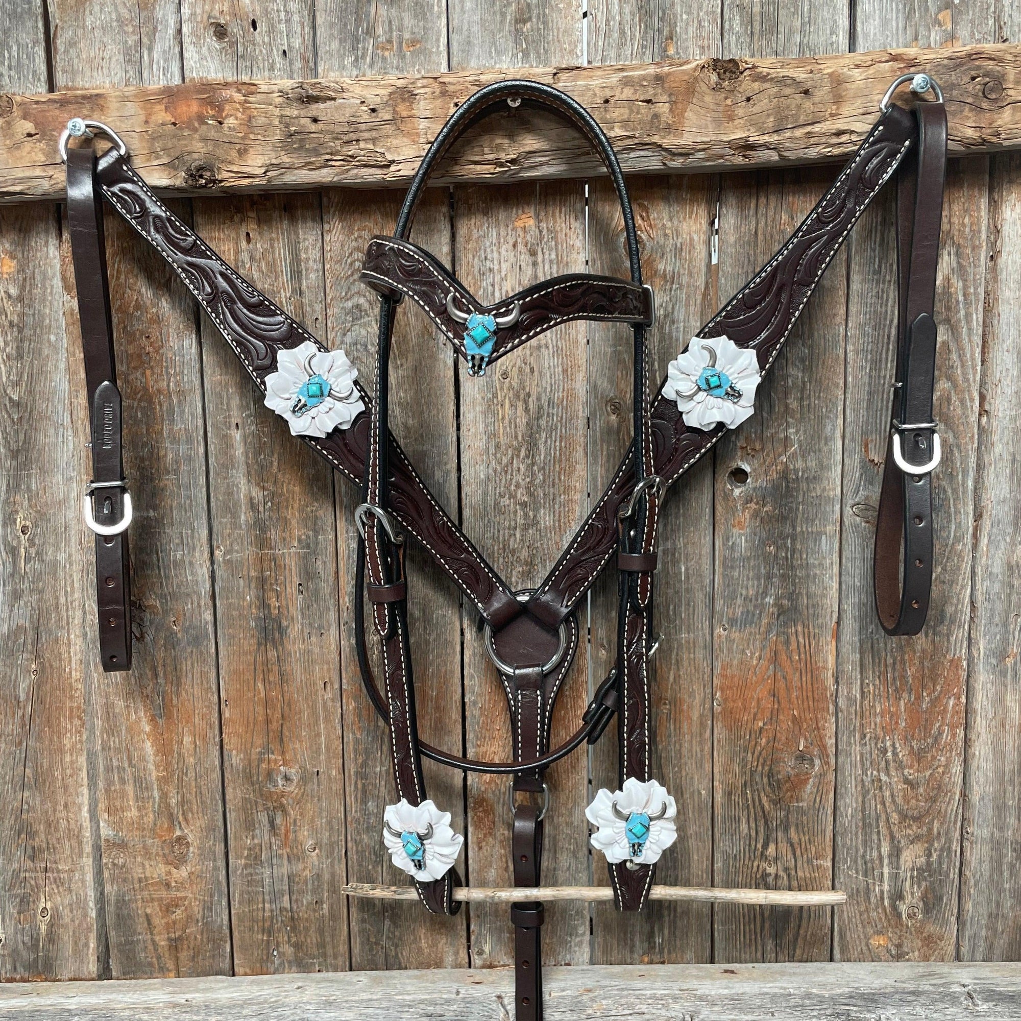 Dark Oil Steer Head Browband Tack Set  