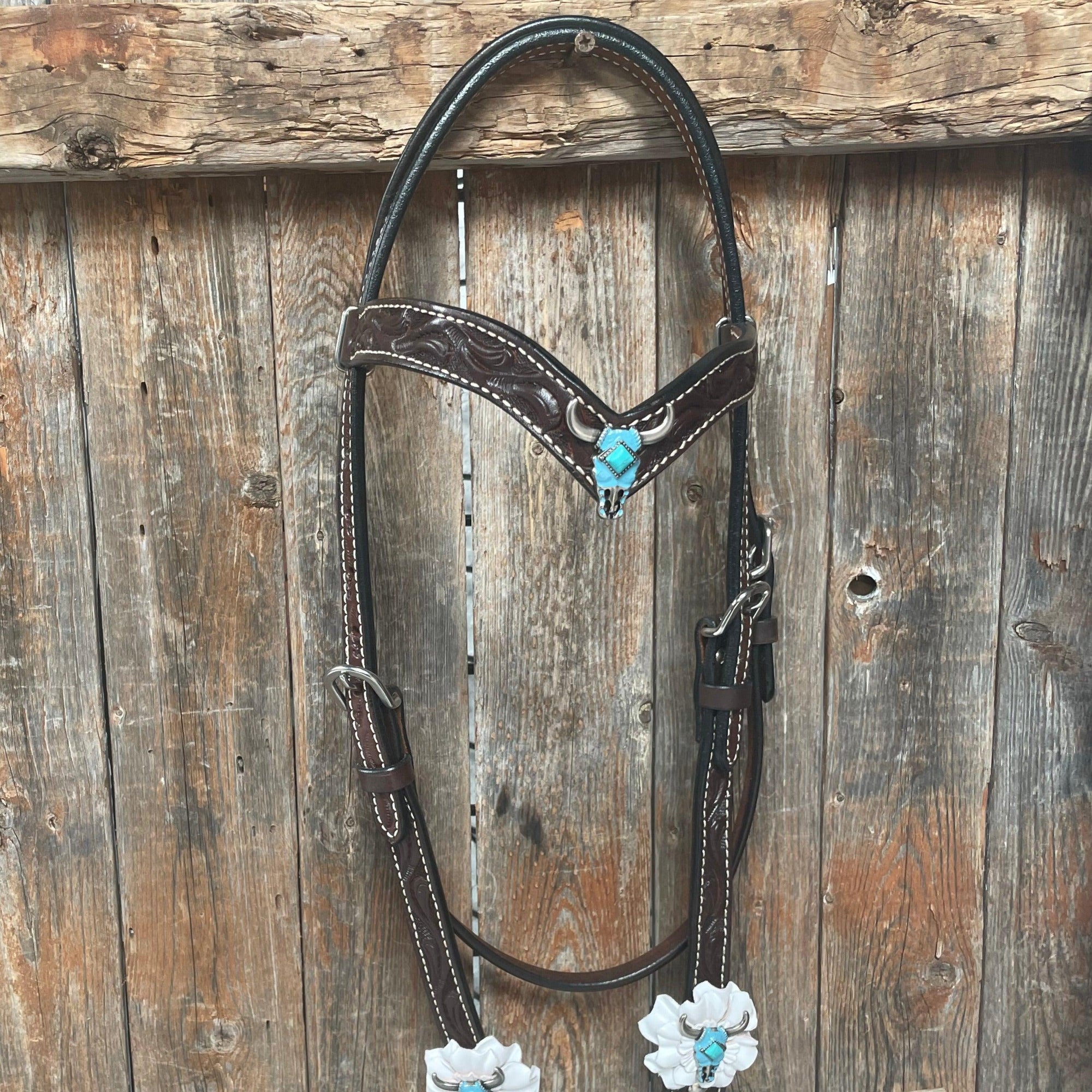 Dark Oil Steer Head Browband Tack Set  