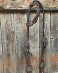 Medium Oil Basketweave Flower and Cactus Browband/One Ear Tack Set  