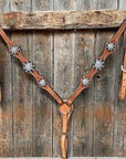 Light Oil Basketweave Clear Browband/One Ear Tack Set  