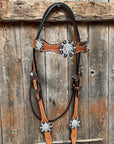 Light Oil Basketweave Clear Browband/One Ear Tack Set  