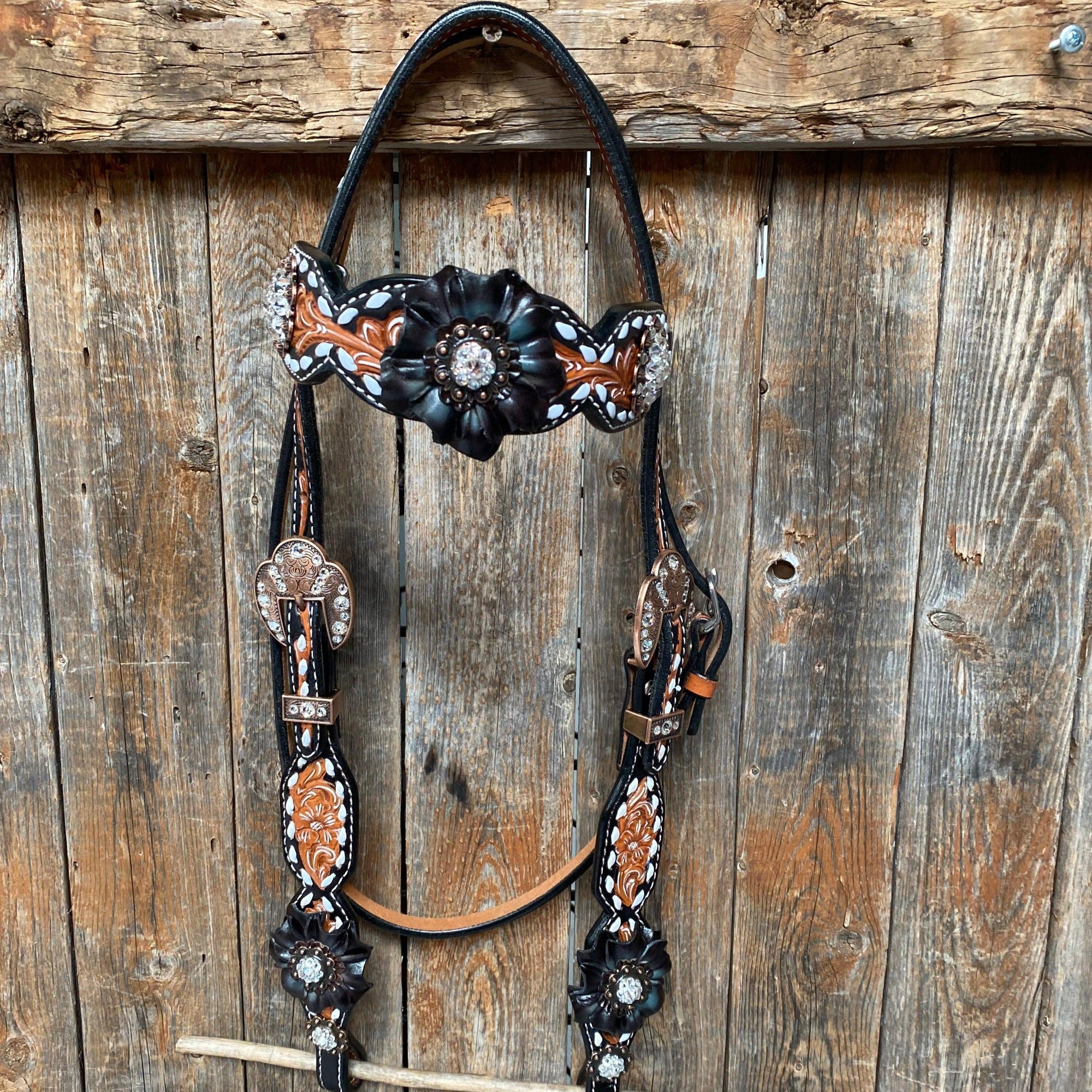 Classic Black and Clear Browband/One Ear Tack Set  