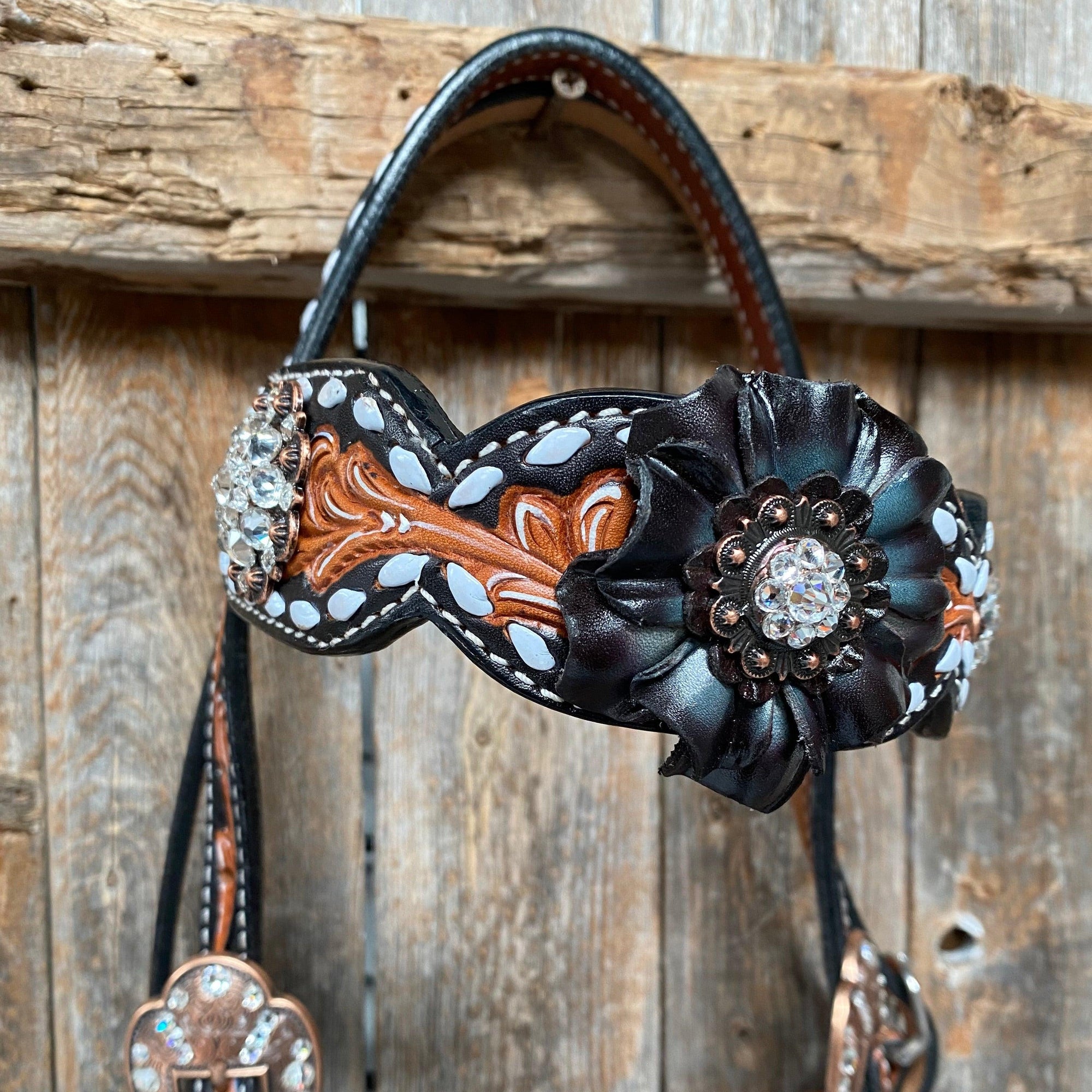Classic Black and Clear Browband/One Ear Tack Set  