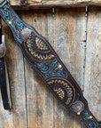 Dark Oil Blue and Gold  Browband & Breastcollar Tack Set 