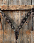 Dark Oil Floral Copper Dot & Turquoise Browband Headstall / Breastcollar Tack Set 