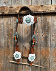 Zebra Turquoise and White Browband / Breastcollar Tack Set 