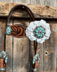 Zebra Turquoise and White Browband / Breastcollar Tack Set 