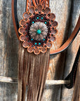 Honey Colored Floral Copper and Turquoise Tack Set  