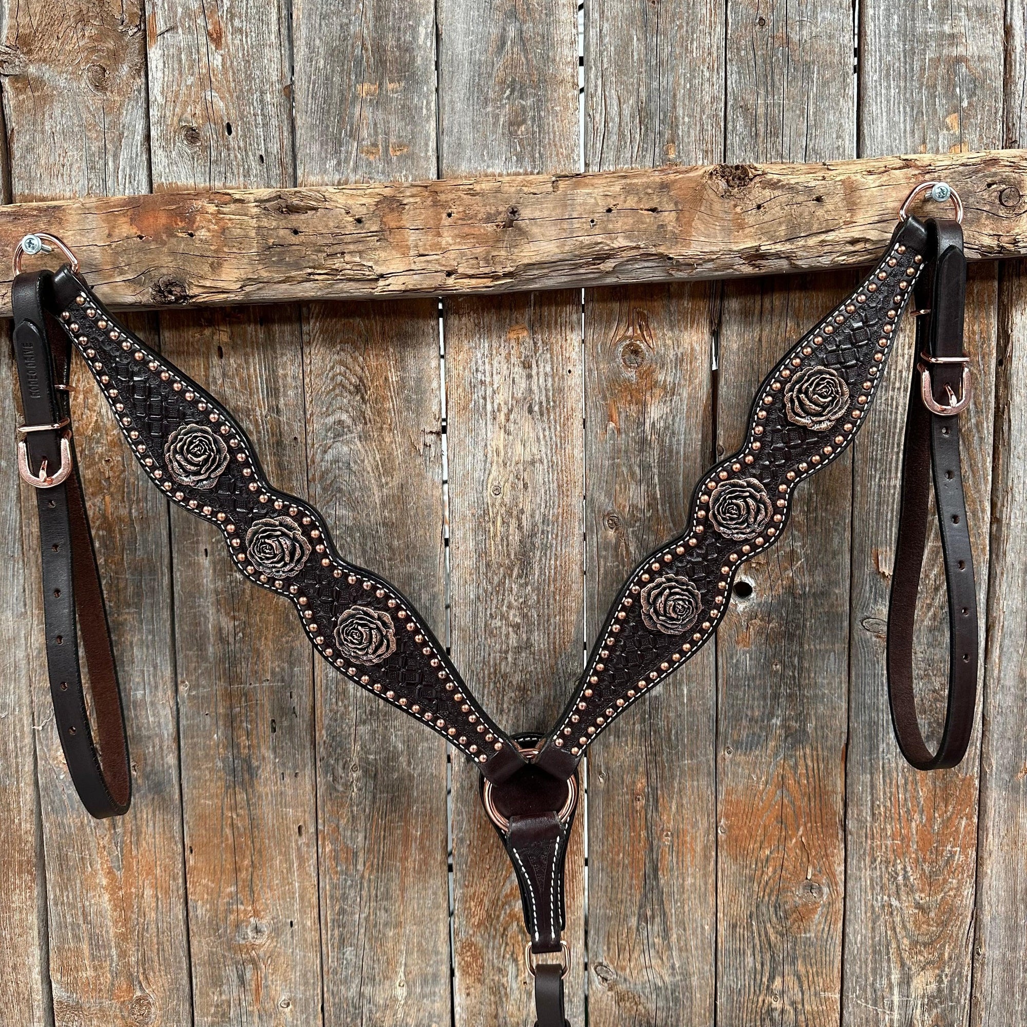 Copper Dot Honeycomb Rose Browband / One Ear Tack Set 