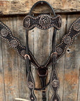 Copper Dot Honeycomb Rose Browband / One Ear Tack Set 