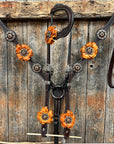 Dark Oil Basketweave Champagne - Topaz Browband/One Ear Tack Set  