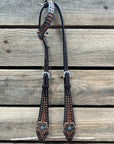 Two Tone Honeycomb Copper Flower Browband/One Ear Headstall & Breastcollar Tack Set 