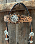 Floral Whipstitch Black and Red Browband / One Ear - Triangle / Gladiator Breastcollar Tack Set 