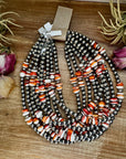 Spiny Oyster &amp; Sterling Silver Pearl Necklace – 8mm – Handmade by The Bijoux FAB – 17.5"