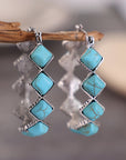 Green Square Turquoise Gem Earrings