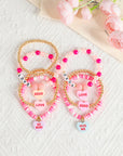 Valentine Heart Pendant Beaded Elastic Bracelet