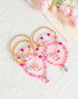 Valentine Heart Pendant Beaded Elastic Bracelet