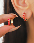 Red Heart Shape Small Hook Earrings