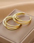 Gold Minimalist Triple Hoop Earrings