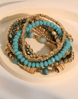 Boho Beaded Multi Layer Elastic Bracelet Set
