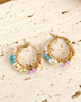 Gold Beaded Flower Hoop Earrings