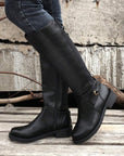 Josie Zipper Knee High Low Heel Boots