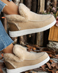 Anna Suede Stitching Plush Lined Anklet Boots