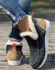 Anna Suede Stitching Plush Lined Anklet Boots
