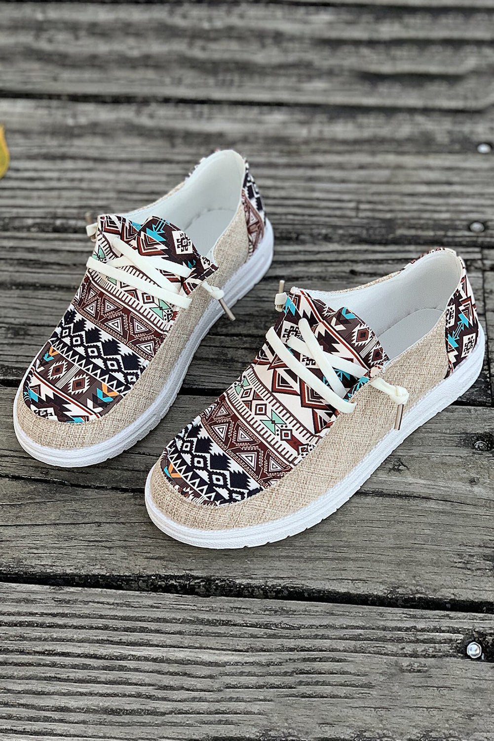 Bailee Vintage Aztec Lace-up Flat Shoes