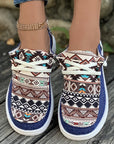 Bailee Vintage Aztec Lace-up Flat Shoes