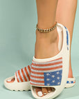Rhinestone American Flag Thick Sole Slippers