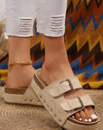 Suede Buckle Decor Footbed Sandal Slippers
