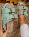Suede Buckle Decor Footbed Sandal Slippers