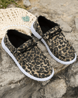 Kira  Lace-up Decor Leopard Canvas Shoes