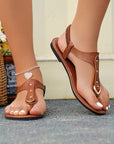 Luna Hollow Out Clip Toe Flat Sandals