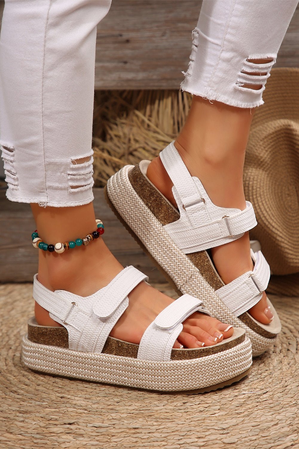 Sofia Double Velcro Woven Platform Sandals