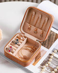 Retro Floral Print Portable Square Jewelry Box
