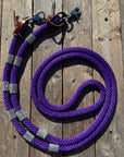 Purple Nylon Barrel Racing Reins With Rhinestones