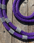 Purple Nylon Barrel Racing Reins With Rhinestones