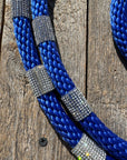 Cobalt Nylon Barrel Racing Reins with Rhinestones 