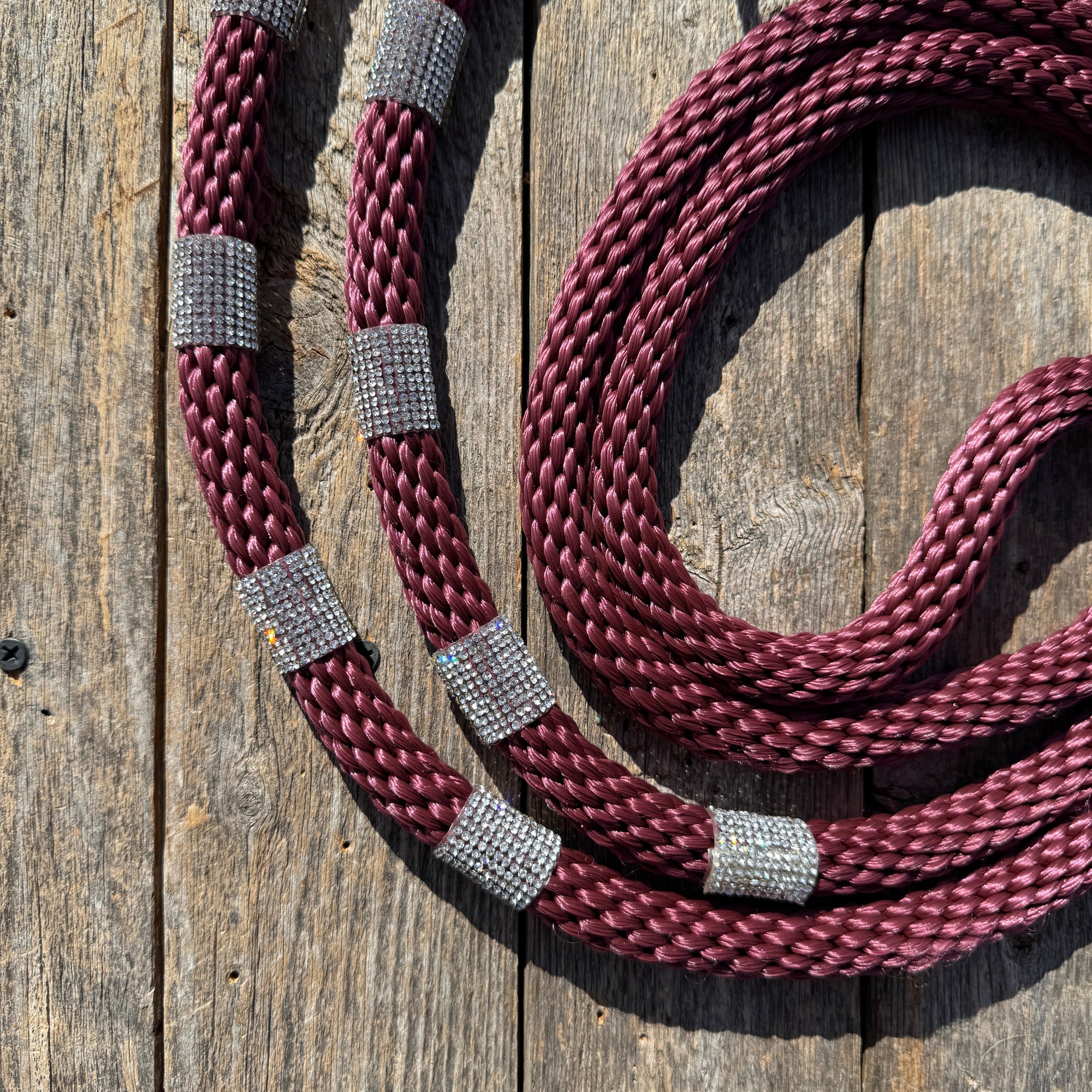 Nylon Barrel Racing Reins With Rhinestone Ends For Comfortable Handling 8.5 Feet