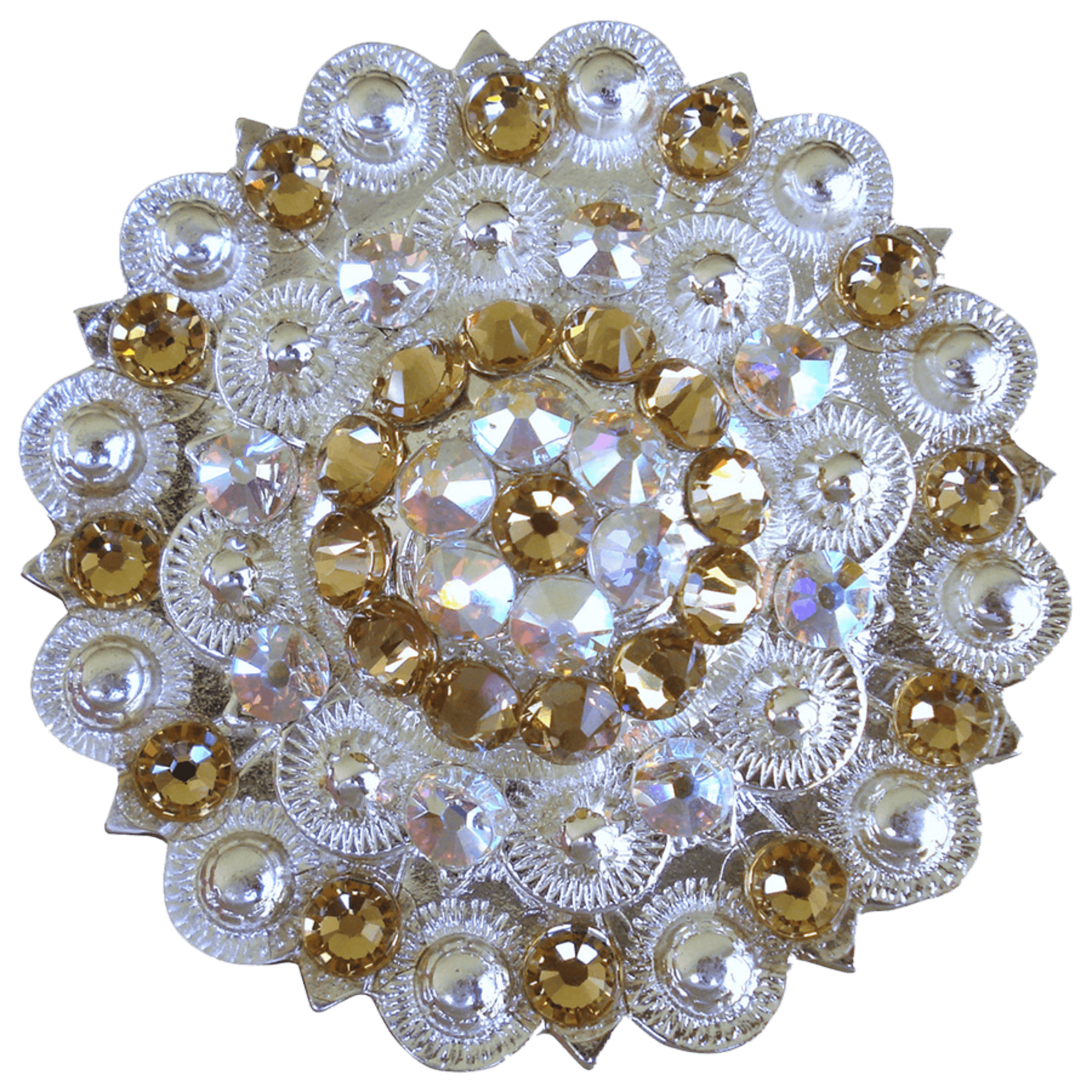Bright Silver Champagne &amp; AB Crystal Conchos - Sizes from 1"- 3" and Buckles