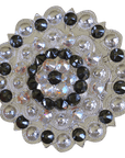 Bright Silver Jet & AB Crystal Conchos - Sizes from 1"- 3" and Buckles