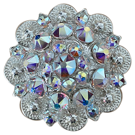 Bright Silver AB Crystal Conchos - Sizes from 1"- 3" and Buckles
